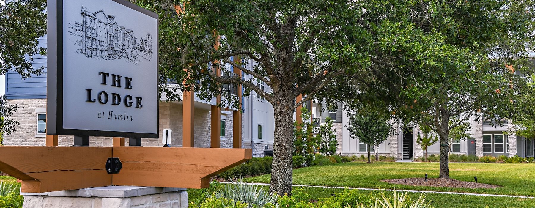 a sign in front of a building